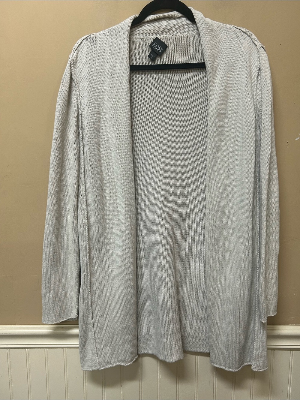 Eileen Fisher Open Front Sweater 50% Silk 50% Cotton Beige SIze Medium